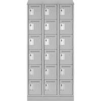 Clean Line Lockerette, 6 -tier, Bank of 3, 36" x 18" x 82", Steel, Grey, Rivet (Assembled) Distribution Élite MP