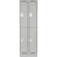 Clean Line Lockers, 2 -tier, Bank of 2, 24" x 18" x 76", Steel, Grey, Rivet (Assembled) Distribution Élite MP