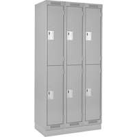 Clean Line Lockers, 2 -tier, Bank of 3, 36" x 18" x 76", Steel, Grey, Rivet (Assembled) Distribution Élite MP