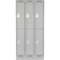 Clean Line Lockers, 2 -tier, Bank of 3, 36" x 18" x 76", Steel, Grey, Rivet (Assembled) Distribution Élite MP