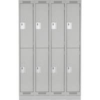 Casiers Clean Line, 2 niveaux, Bloc de 4, 48" x 18" x 76", Acier, Gris, Rivet (assembl&eacute;) Distribution Élite MP