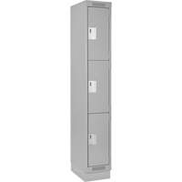 Clean Line Lockers, 3 -tier, 12" x 18" x 76", Steel, Grey, Rivet (Assembled) Distribution Élite MP