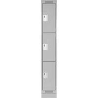 Clean Line Lockers, 3 -tier, 12" x 18" x 76", Steel, Grey, Rivet (Assembled) Distribution Élite MP
