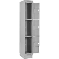 Clean Line Lockers, 3 -tier, Bank of 4, 48" x 18" x 76", Steel, Grey, Rivet (Assembled) Distribution Élite MP
