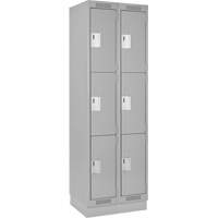 Clean Line Lockers, 3 -tier, Bank of 2, 24" x 18" x 76", Steel, Grey, Rivet (Assembled) Distribution Élite MP