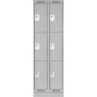 Clean Line Lockers, 3 -tier, Bank of 2, 24" x 18" x 76", Steel, Grey, Rivet (Assembled) Distribution Élite MP