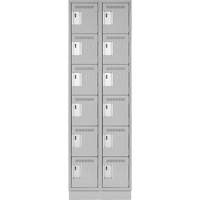 Clean Line Lockerette, 6 -tier, Bank of 2, 24" x 18" x 76", Steel, Grey, Rivet (Assembled) Distribution Élite MP