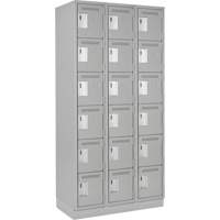 Clean Line Lockerette, 6 -tier, Bank of 3, 36" x 18" x 76", Steel, Grey, Rivet (Assembled) Distribution Élite MP