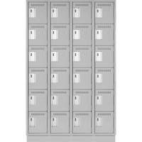 Clean Line Lockerette, 6 -tier, Bank of 4, 48" x 18" x 76", Steel, Grey, Rivet (Assembled) Distribution Élite MP