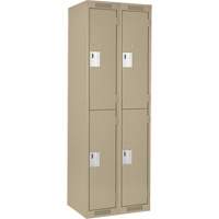 Clean Line Lockers, 2 -tier, Bank of 2, 24" x 18" x 72", Steel, Beige, Rivet (Assembled) Distribution Élite MP