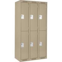Clean Line Lockers, 2 -tier, Bank of 3, 36" x 18" x 72", Steel, Beige, Rivet (Assembled) Distribution Élite MP
