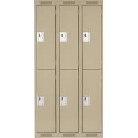 Clean Line Lockers, 2 -tier, Bank of 3, 36" x 18" x 72", Steel, Beige, Rivet (Assembled) Distribution Élite MP
