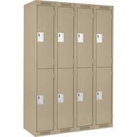 Clean Line Lockers, 2 -tier, Bank of 4, 48" x 18" x 72", Steel, Beige, Rivet (Assembled) Distribution Élite MP