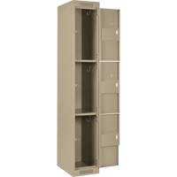 Clean Line Lockers, 3 -tier, Bank of 4, 48" x 18" x 72", Steel, Beige, Rivet (Assembled) Distribution Élite MP
