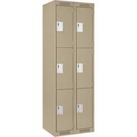 Clean Line Lockers, 3 -tier, Bank of 2, 24" x 18" x 72", Steel, Beige, Rivet (Assembled) Distribution Élite MP