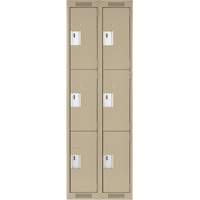 Clean Line Lockers, 3 -tier, Bank of 2, 24" x 18" x 72", Steel, Beige, Rivet (Assembled) Distribution Élite MP