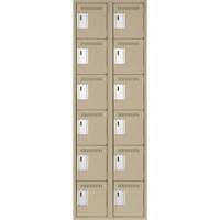Clean Line Lockerette, 6 -tier, Bank of 2, 24" x 18" x 72", Steel, Beige, Rivet (Assembled) Distribution Élite MP