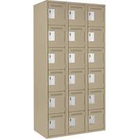 Clean Line Lockerette, 6 -tier, Bank of 3, 36" x 18" x 72", Steel, Beige, Rivet (Assembled) Distribution Élite MP