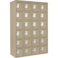 Clean Line Lockerette, 6 -tier, Bank of 4, 48" x 18" x 72", Steel, Beige, Rivet (Assembled) Distribution Élite MP