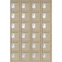 Clean Line Lockerette, 6 -tier, Bank of 4, 48" x 18" x 72", Steel, Beige, Rivet (Assembled) Distribution Élite MP