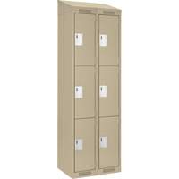 Casiers Clean Line, 3 niveaux, Bloc de 2, 24" x 18" x 78", Acier, Beige, Rivet (assembl&eacute;) Distribution Élite MP