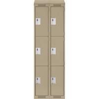 Casiers Clean Line, 3 niveaux, Bloc de 2, 24" x 18" x 78", Acier, Beige, Rivet (assembl&eacute;) Distribution Élite MP
