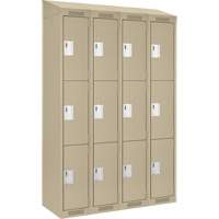 Clean Line Lockers, 3 -tier, Bank of 4, 48" x 18" x 78", Steel, Beige, Rivet (Assembled) Distribution Élite MP