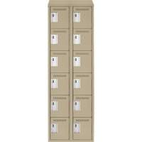 Clean Line Lockerette, 6 -tier, Bank of 2, 24" x 18" x 78", Steel, Beige, Rivet (Assembled) Distribution Élite MP