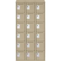 Clean Line Lockerette, 6 -tier, Bank of 3, 36" x 18" x 78", Steel, Beige, Rivet (Assembled) Distribution Élite MP
