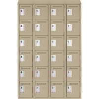Clean Line Lockerette, 6 -tier, Bank of 4, 48" x 18" x 78", Steel, Beige, Rivet (Assembled) Distribution Élite MP