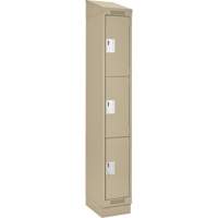 Clean Line Lockers, 3 -tier, 12" x 18" x 82", Steel, Beige, Rivet (Assembled) Distribution Élite MP