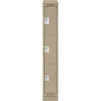 Clean Line Lockers, 3 -tier, 12" x 18" x 82", Steel, Beige, Rivet (Assembled) Distribution Élite MP