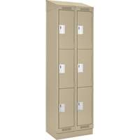 Clean Line Lockers, 3 -tier, Bank of 2, 24" x 18" x 82", Steel, Beige, Rivet (Assembled) Distribution Élite MP