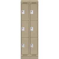Clean Line Lockers, 3 -tier, Bank of 2, 24" x 18" x 82", Steel, Beige, Rivet (Assembled) Distribution Élite MP