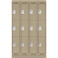 Clean Line Lockers, 3 -tier, Bank of 4, 48" x 18" x 82", Steel, Beige, Rivet (Assembled) Distribution Élite MP