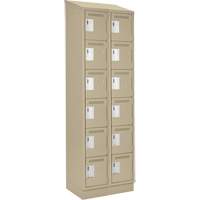 Clean Line Lockerette , 6 -tier, Bank of 2, 24" x 18" x 82", Steel, Beige, Rivet (Assembled) Distribution Élite MP