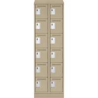 Clean Line Lockerette , 6 -tier, Bank of 2, 24" x 18" x 82", Steel, Beige, Rivet (Assembled) Distribution Élite MP