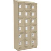 Clean Line Lockerette , 6 -tier, Bank of 3, 36" x 18" x 82", Steel, Beige, Rivet (Assembled) Distribution Élite MP