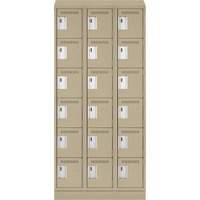 Clean Line Lockerette , 6 -tier, Bank of 3, 36" x 18" x 82", Steel, Beige, Rivet (Assembled) Distribution Élite MP