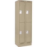 Casiers Clean Line, 2 niveaux, Bloc de 2, 24" x 18" x 76", Acier, Beige, Rivet (assembl&eacute;) Distribution Élite MP