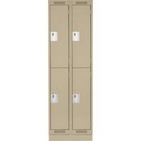 Casiers Clean Line, 2 niveaux, Bloc de 2, 24" x 18" x 76", Acier, Beige, Rivet (assembl&eacute;) Distribution Élite MP