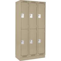 Casiers Clean Line, 2 niveaux, Bloc de 3, 36" x 18" x 76", Acier, Beige, Rivet (assembl&eacute;) Distribution Élite MP