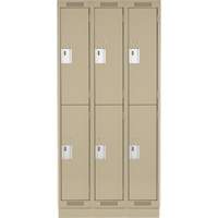 Casiers Clean Line, 2 niveaux, Bloc de 3, 36" x 18" x 76", Acier, Beige, Rivet (assembl&eacute;) Distribution Élite MP