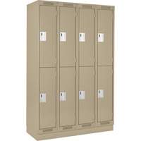 Casiers Clean Line, 2 niveaux, Bloc de 4, 48" x 18" x 76", Acier, Beige, Rivet (assembl&eacute;) Distribution Élite MP
