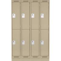 Casiers Clean Line, 2 niveaux, Bloc de 4, 48" x 18" x 76", Acier, Beige, Rivet (assembl&eacute;) Distribution Élite MP