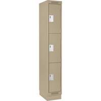 Clean Line Lockers, 3 -tier, 12" x 18" x 76", Steel, Beige, Rivet (Assembled) Distribution Élite MP