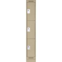 Clean Line Lockers, 3 -tier, 12" x 18" x 76", Steel, Beige, Rivet (Assembled) Distribution Élite MP