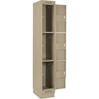 Clean Line Lockers, 3 -tier, Bank of 4, 48" x 18" x 76", Steel, Beige, Rivet (Assembled) Distribution Élite MP