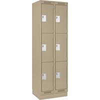 Clean Line Lockers, 3 -tier, Bank of 2, 24" x 18" x 76", Steel, Beige, Rivet (Assembled) Distribution Élite MP