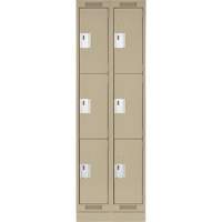 Clean Line Lockers, 3 -tier, Bank of 2, 24" x 18" x 76", Steel, Beige, Rivet (Assembled) Distribution Élite MP